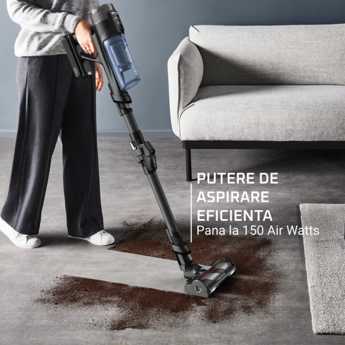 Aspirator vertical Rowenta X-Force Flex 12.60 NEO RH9LC1WO cu mop, 380W, autonomie 60 min, panou de control, recipient praf 0.65L, albastru & negru [8]