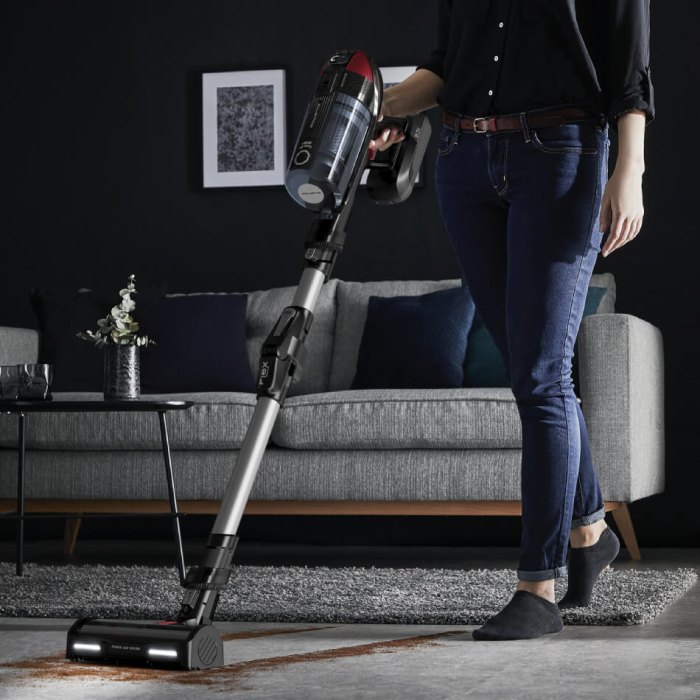 Aspirator vertical Rowenta X-Force Flex 12.60 RH98A7WO, 320W, 25.2V, capacitate praf 0.9L, autonomie 45 minute, perie animal turbo, gri & rosu [5]