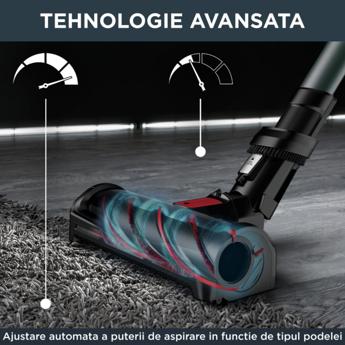 Aspirator vertical Rowenta X-Force Flex 12.60 RH98A8WO, 2 in 1, putere 320 W, putere aspirare 150 AirWats, autonomie pana la 45 min, tehnologie ciclonica, Animal Care, Negru/rosu [9]