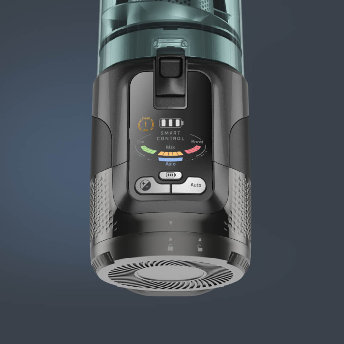 Aspirator vertical Rowenta X-Force Flex 13.60 RH9A32WO, 380W, autonomie 60 min, perie cu LED, panou Smart Control Display, filtrare 99,9%, recipient praf 0.65L, argintiu & verde [2]
