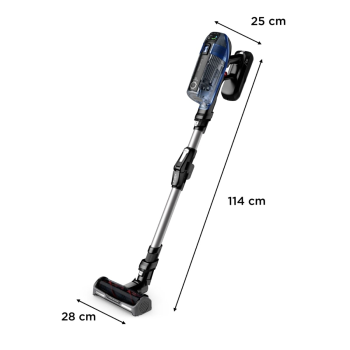 Aspirator vertical Rowenta X-Force Flex 14.6 Aqua RH99C3WO, 480 W, 200 AW, autonomie 70 minute, functie Boost, tub flexibil, iluminare LED, ajustare automata a puterii, sistem Aqua, gri & albastru [13]