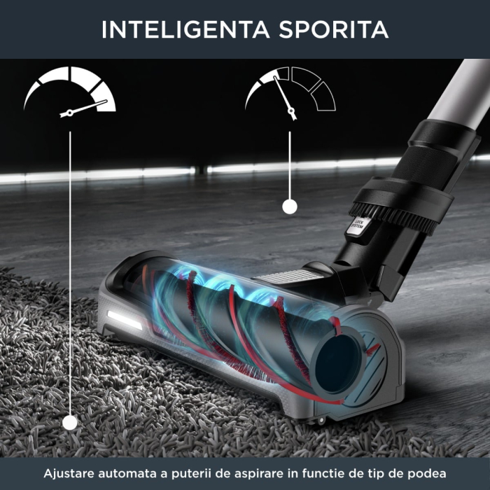 Aspirator vertical Rowenta X-Force Flex 14.60 RH9958WA, 200 AW, Smart Control Display, Functie Boost, autonomie 1 ora 10 minute, Negru/gri  [4]