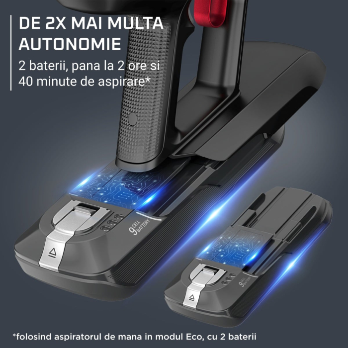 Aspirator vertical Rowenta X-Force Flex 15.60 Aqua RH99G3WO, 520W, 2 baterii cu autonomie de cate 80 min, tehnologie flex, display control, accesorii animal care, stație încarcare, recipient praf 0.9L [10]