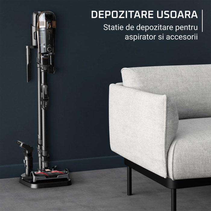 Aspirator vertical Rowenta X-Force Flex 15.60 Aqua RH99G3WO, 520W, 2 baterii cu autonomie de cate 80 min, tehnologie flex, display control, accesorii animal care, stație încarcare, recipient praf 0.9L [5]