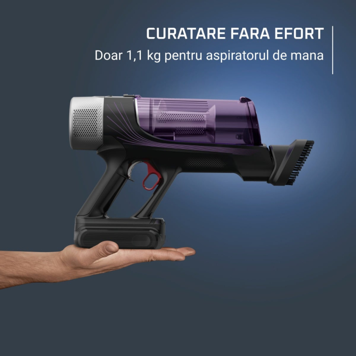 Aspirator vertical Rowenta X-Force Flex 9.60 Allergy RH2048WO, 250W, 45 minute autonomie, 3 trepte de putere, iluminare LED, functie Boost, statie de incarcare, negru & violet [6]