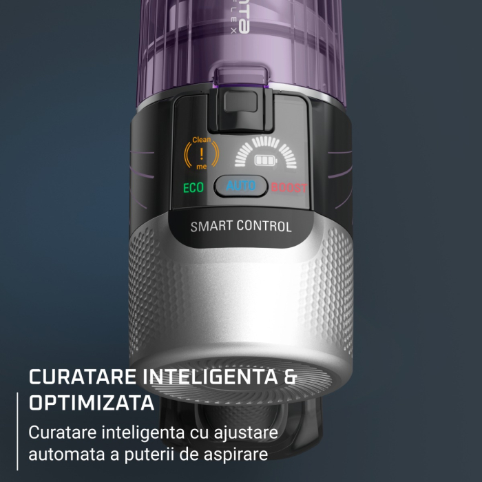Aspirator vertical Rowenta X-Force Flex 9.60 Allergy RH2048WO, 250W, 45 minute autonomie, 3 trepte de putere, iluminare LED, functie Boost, statie de incarcare, negru & violet [4]