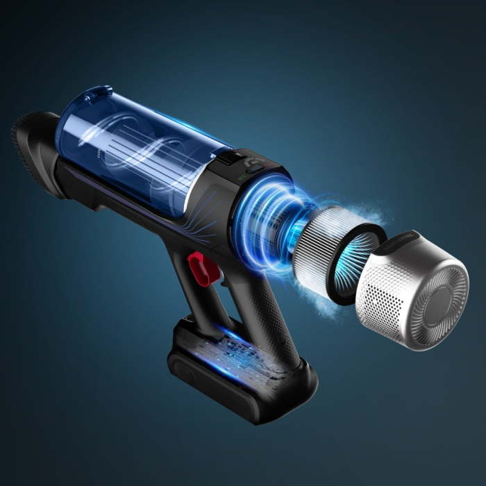 Aspirator vertical Rowenta X-Force Flex 9.60 Aqua RH20C7WO, putere de aspirare 100 Air Watts, Functie Boost, putere 250 W, gri & albastru [12]