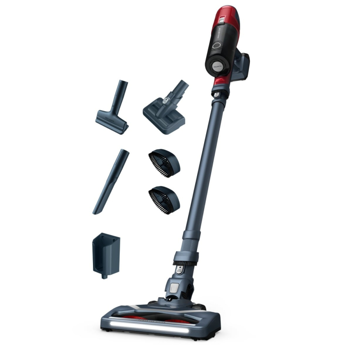 Aspirator vertical Rowenta X-Pert 6.60 Animal Care RH6878WO, 100W, 18V, autonomie 45 min, filtrare 94%, perie cu iluminare LED, recipient praf 0.55 L, accesorii animal care, functie boost, rosu & gri [1]