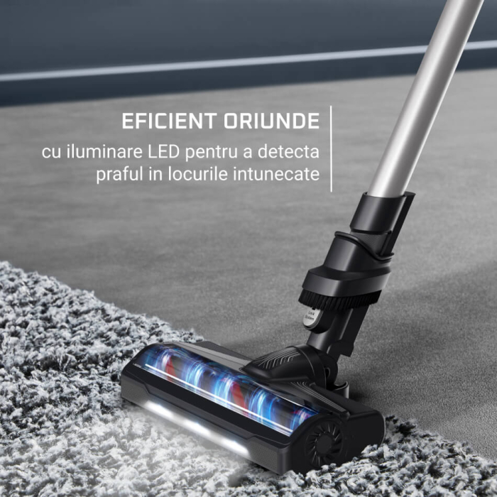 Aspirator vertical Rowenta X-Pert 7.60 RH6A31WO, 140 W, autonomie pana la 45 minute, perie cu iluminare LED, statie de incarcare cu suport accesorii, violet & negru [8]