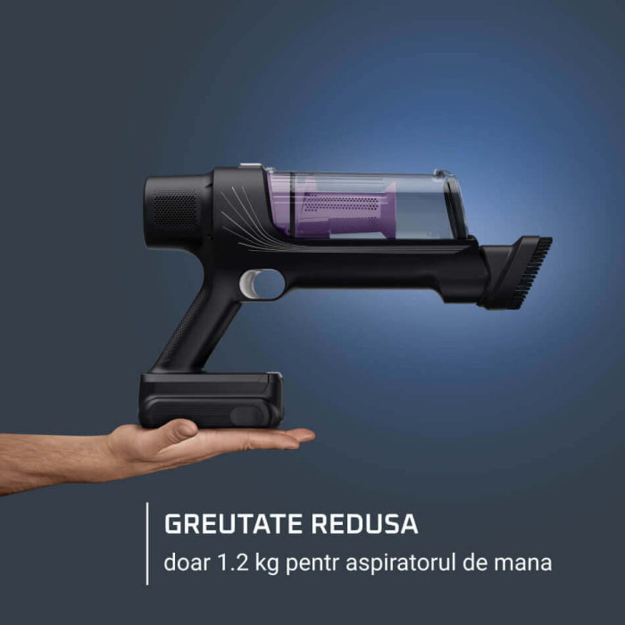 Aspirator vertical Rowenta X-Pert 7.60 RH6A35WO, 140W, autonomie pana la 45 minute, filtrare 99%, recipient de praf 0.44L, perie cu LED, Tehnologie ciclonica, violet & negru [8]