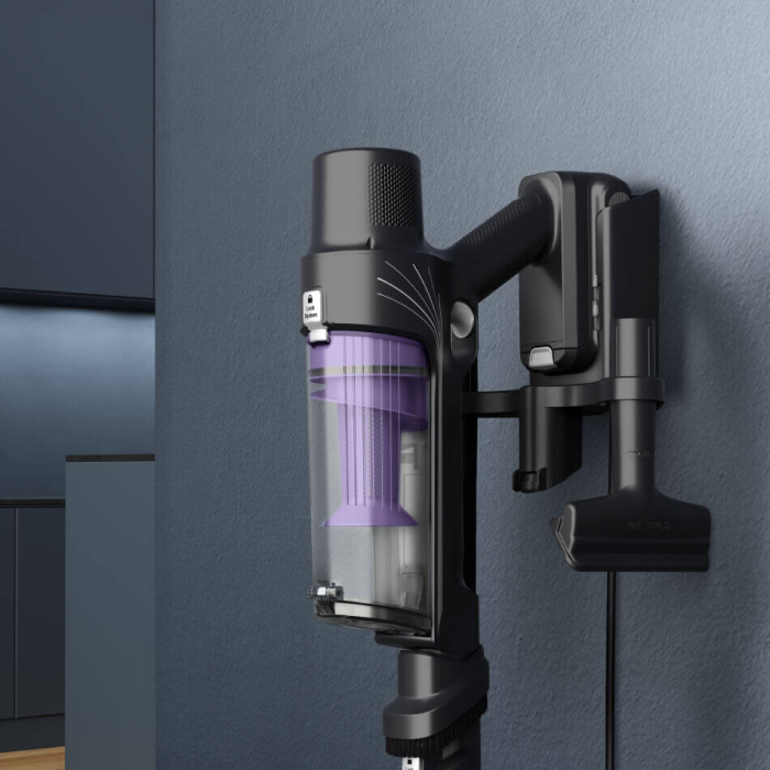 Aspirator vertical Rowenta X-Pert 7.60 RH6A35WO, 140W, autonomie pana la 45 minute, filtrare 99%, recipient de praf 0.44L, perie cu LED, Tehnologie ciclonica, violet & negru [4]