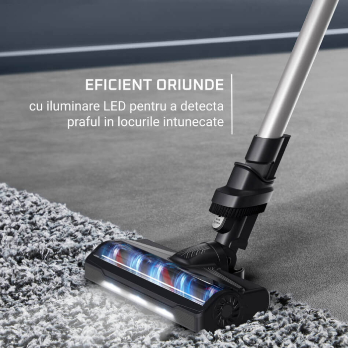 Aspirator vertical Rowenta X-Pert 7.60 RH6A35WO, 140W, autonomie pana la 45 minute, filtrare 99%, recipient de praf 0.44L, perie cu LED, Tehnologie ciclonica, violet & negru [10]