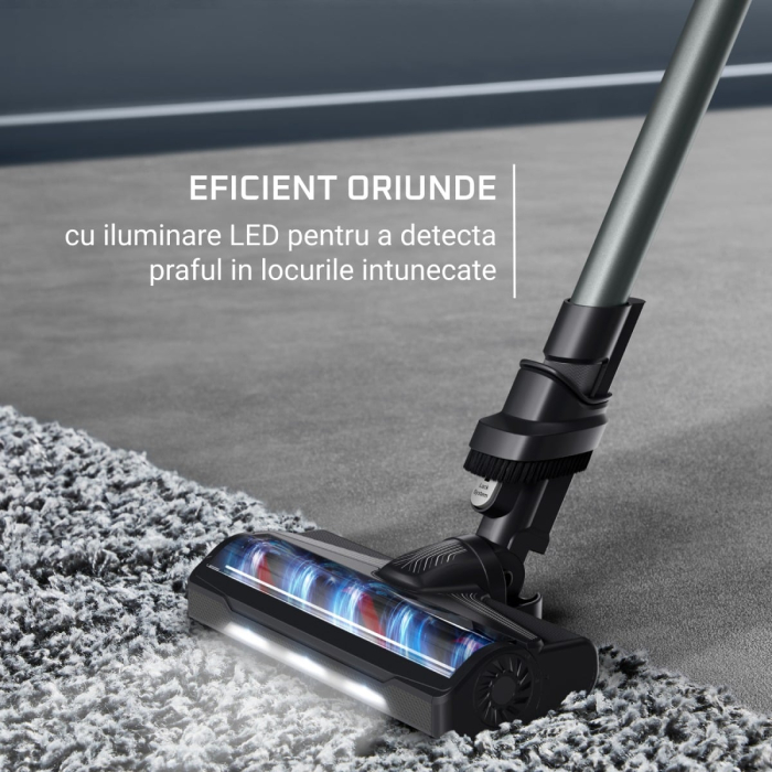 Aspirator vertical Rowenta X-Pert 7.60 RH6A73WO, 140 W, autonomie pana la 45 minute, perie cu iluminare LED, statie de incarcare cu suport accesorii, rosu & negru [11]