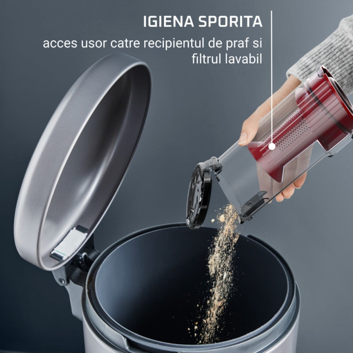 Aspirator vertical Rowenta X-Pert 7.60 RH6A73WO, 140 W, autonomie pana la 45 minute, perie cu iluminare LED, statie de incarcare cu suport accesorii, rosu & negru [8]