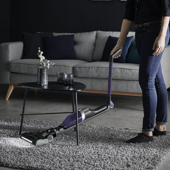 Aspirator vertical Rowenta X-TREM Compact 2 in 1 RH1238WO, 145W, tehnologie Flex, autonomie 40 minute, timp incarcare 4h, cap de aspirare, iluminare LED, recipient praf 0.4L, violet / negru [7]
