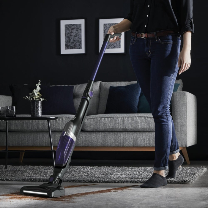 Aspirator vertical Rowenta X-TREM Compact 2 in 1 RH1238WO, 145W, tehnologie Flex, autonomie 40 minute, timp incarcare 4h, cap de aspirare, iluminare LED, recipient praf 0.4L, violet / negru [6]