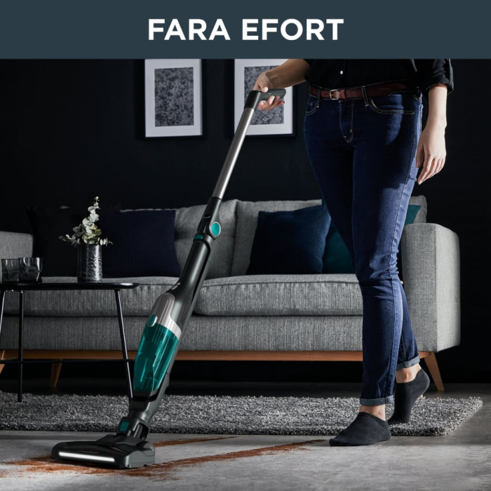 Aspirator vertical Rowenta X-Trem Compact 2 in 1 RH1239WO, 145W, autonomie 40 minute, filtrare 99%, Tehnologie Flex, recipient praf 0.4 L, verde & gri [12]