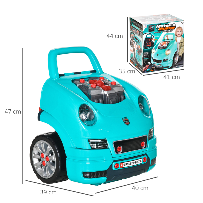  Atelier camion de jucarie pentru copii 3-5 ani, set 61 piese, cu maner, din ABS si PP, 40x39x47 cm, negru si albastru [3]