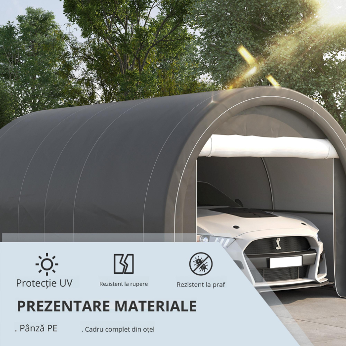  Auto-Garaj 3×5 m - Sopron Depozitare Portabil cu Usa Mare si Copertina pe Fermoar [7]
