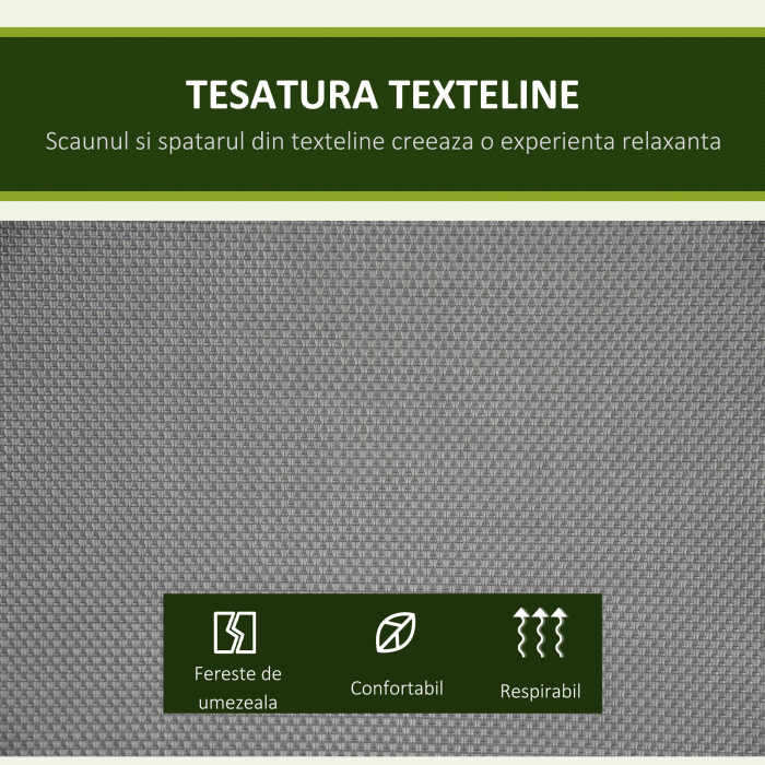  Balansoar cu 2 Locuri de Gradina pentru Exterior cu Baldachin Reglabil si Sezuta din Textilen, 140x118x162cm Gri [5]