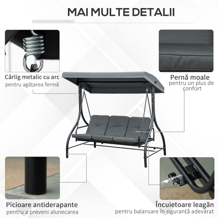  Balansoar de Gradina 3 Locuri Convertibil in Pat [6]