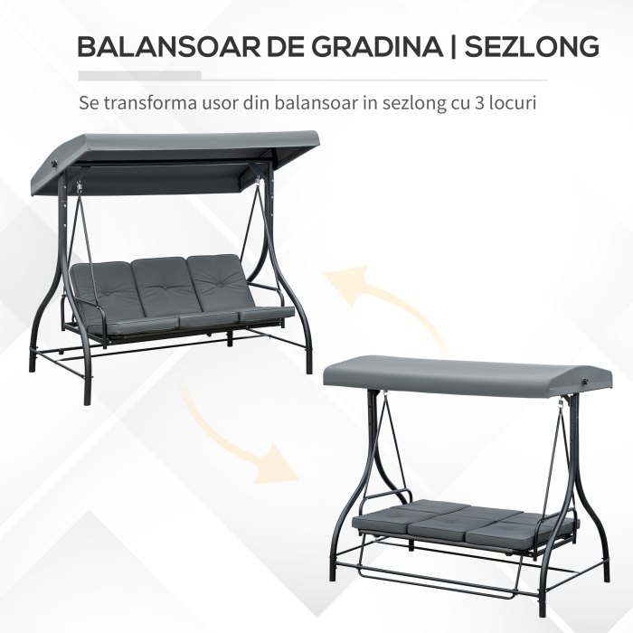 Balansoar de Gradina 3 Locuri Convertibil in Pat [5]