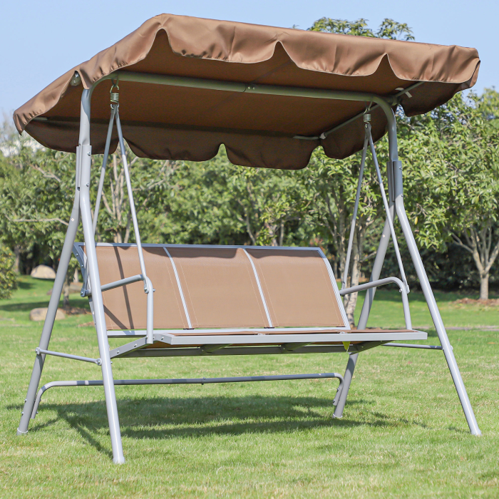  Balansoar de Gradina 3 Locuri Schelet in Metal Maro 171x108x154cm [2]