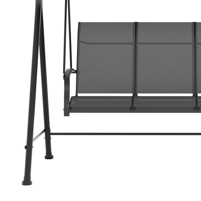  Balansoar de Gradina cu 3 Locuri, Copertina Reglabila si Picioare Anti-alunecare, 195x118x170 cm, Gri inchis [8]