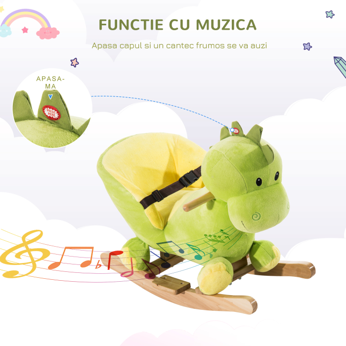  balansoar dragon copii 60x33x45cm, verde si galben [4]