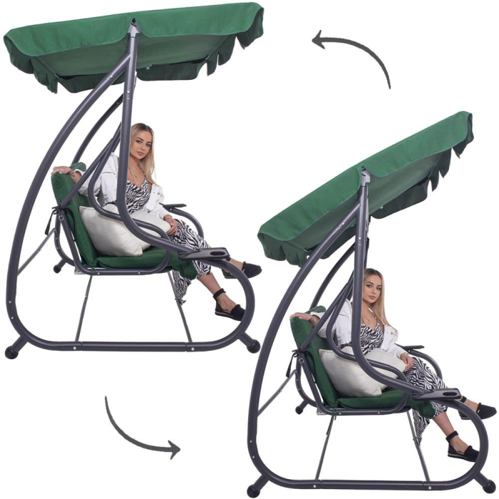 Balansoar leagan pat gradina 3 persoane, functie culcat, cadru otel vopsit cu pulbere, perne impermeabile, max 280 kg [10]