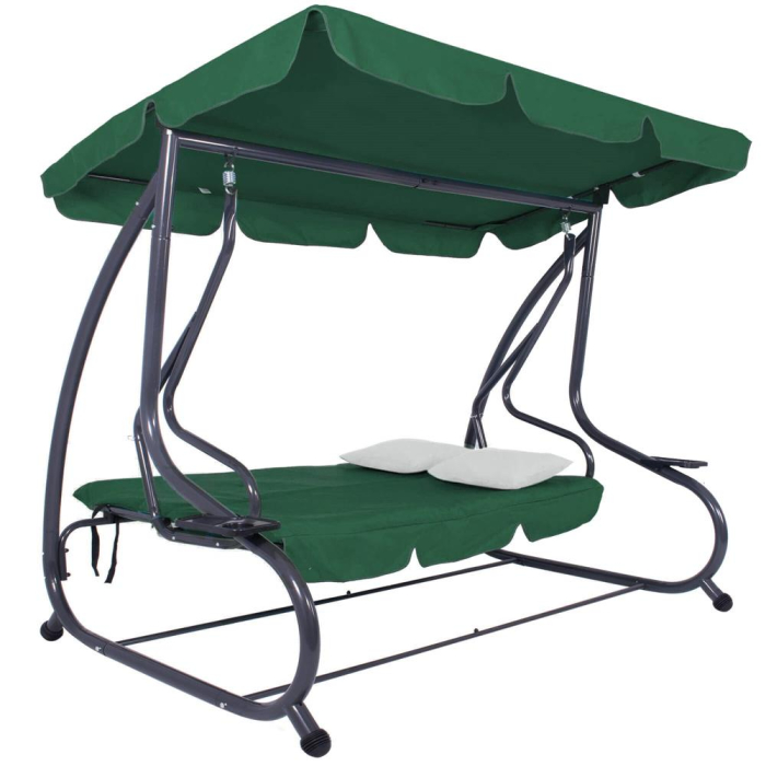 Balansoar leagan pat gradina 3 persoane, functie culcat, cadru otel vopsit cu pulbere, perne impermeabile, max 280 kg [17]