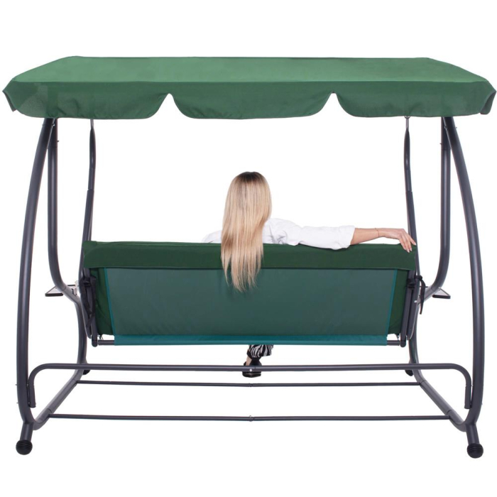 Balansoar leagan pat gradina 3 persoane, functie culcat, cadru otel vopsit cu pulbere, perne impermeabile, max 280 kg [16]