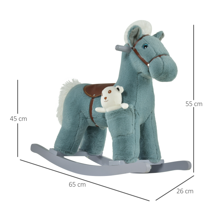  Balansoar pentru copii, 18-36 luni, Model Ponei, 65x26x55 cm, Albastru [3]