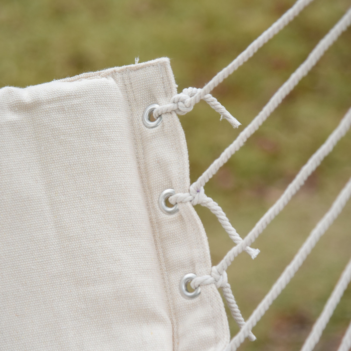  Balansoar Suspendat din tesatura cu Ciucuri si Bara din Lemn de Plop, 90x50 cm, Crem [9]