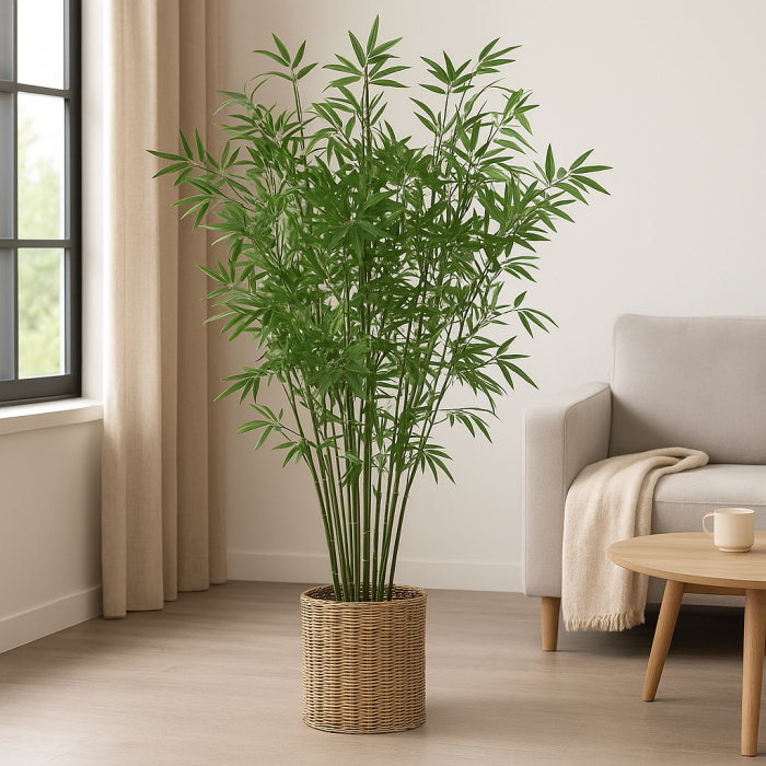 Bambus artificial Atmosphera cu ghiveci din material natural, 150 cm, verde [4]