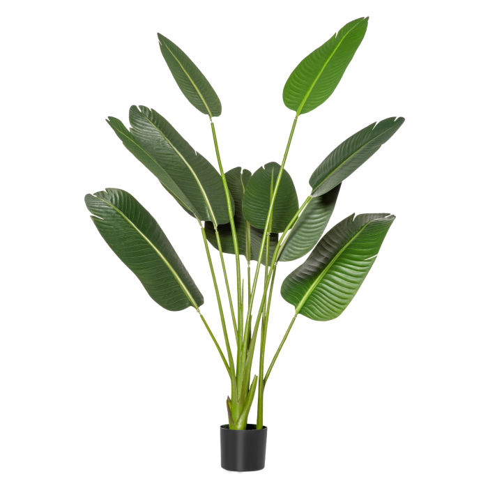  Bananier Artificial 160 cm cu Ghiveci si 10 Frunze Realiste, Planta Artificiala Tropicala pentru Decoratiuni Interioare si Exterioare, Verde [1]