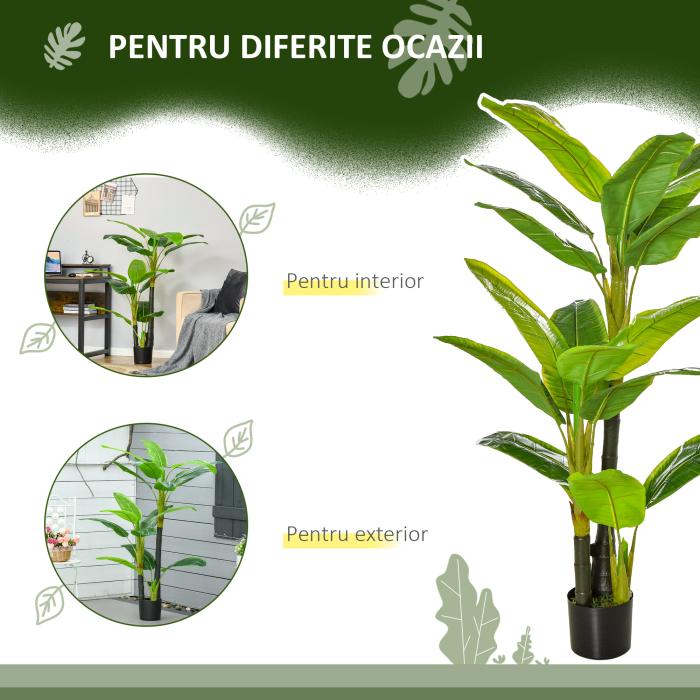  Bananier Planta in Ghiveci, Bananier Artificial, Planta Artificiala de Interior si Exterior, 150 cm [6]