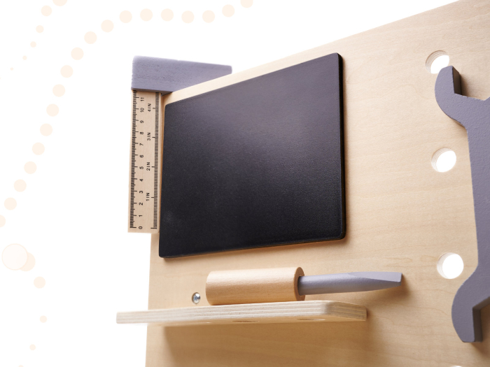 Banc de lucru copii din lemn cu unelte incluse, masa 45x26x67 cm, set DIY pentru micul mester [11]