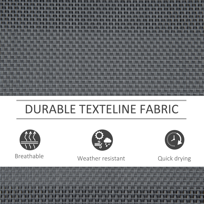  Banca Balansoar de Gradina cu 3 Locuri din Metal si tesatura Tip Plasa Respirabila, 147x70x85 cm, Gri [7]