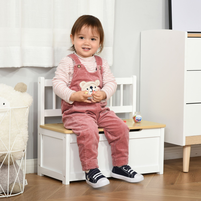  Banca Copii 2-in-1 - Cutie Depozitare Lemn 60×30×50 cm [2]