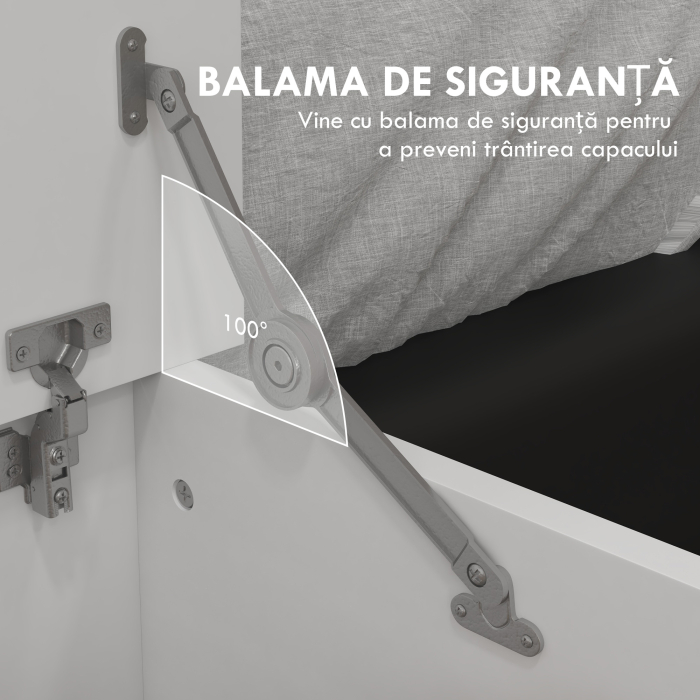  Banca cu Spatiu de Depozitare Multiutilizare din Lemn pentru Dormitor si Hol, 80x40x40 cm, Alb [5]