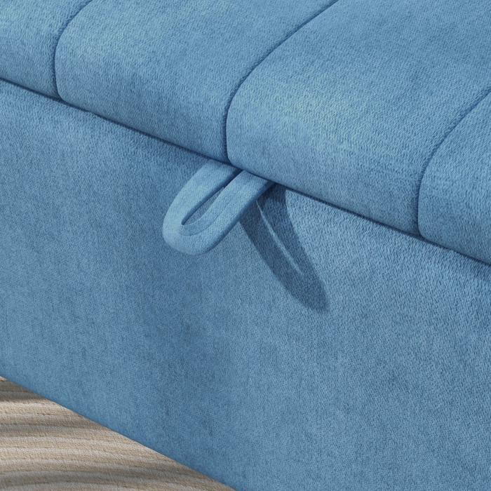  Banca de depozitare 40", tapitata din material textil cu picioare din otel pentru Living sau Dormitor, Albastru inchis [9]