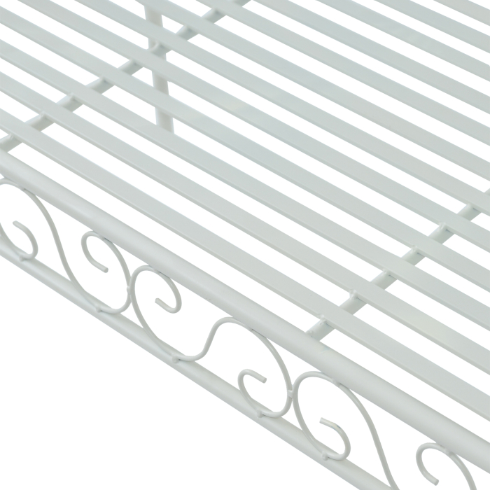  Banca de Exterior cu 2 Locuri, Banca de Gradina in Stil Romantic din Fier, 113,5x50x96 cm, Alb [9]