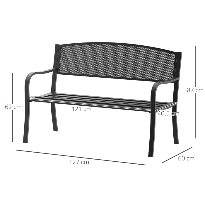  Banca de exterior din otel, negru, 127x60x85cm [3]