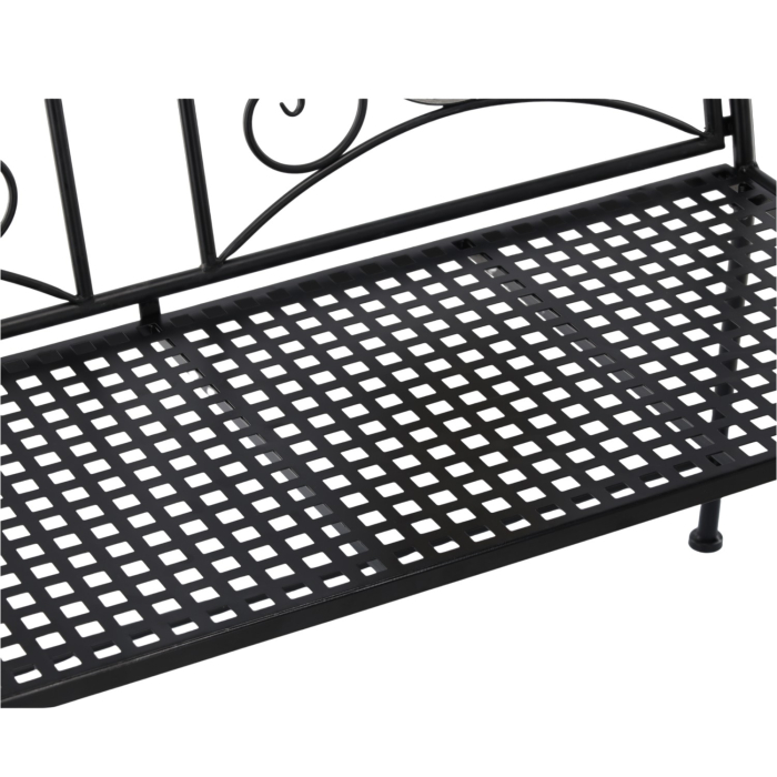 Banca de gradina, cadru metalic cu mozaic decorativ, 115x56x90 cm, negru [6]