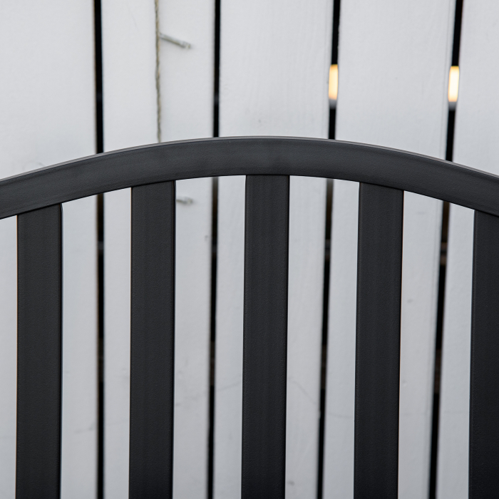  Banca de Gradina cu 2-3 Locuri din Metal, Banca de Exterior cu Masuta Extensibila, Spatar cu sipci si Cotiere, pentru Balcon, Terasa si Curte, 150x58.5x90 cm, Negru [7]
