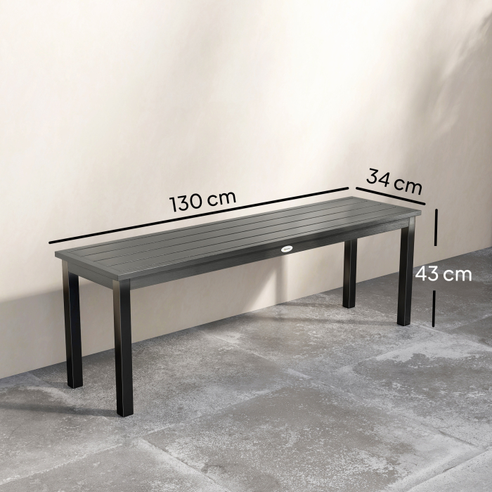  Banca de gradina cu 2 locuri, 130x34x43 cm, gri [3]