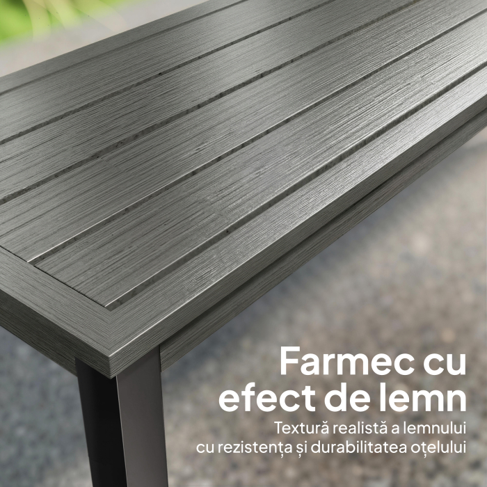  Banca de gradina cu 2 locuri, 130x34x43 cm, gri [4]
