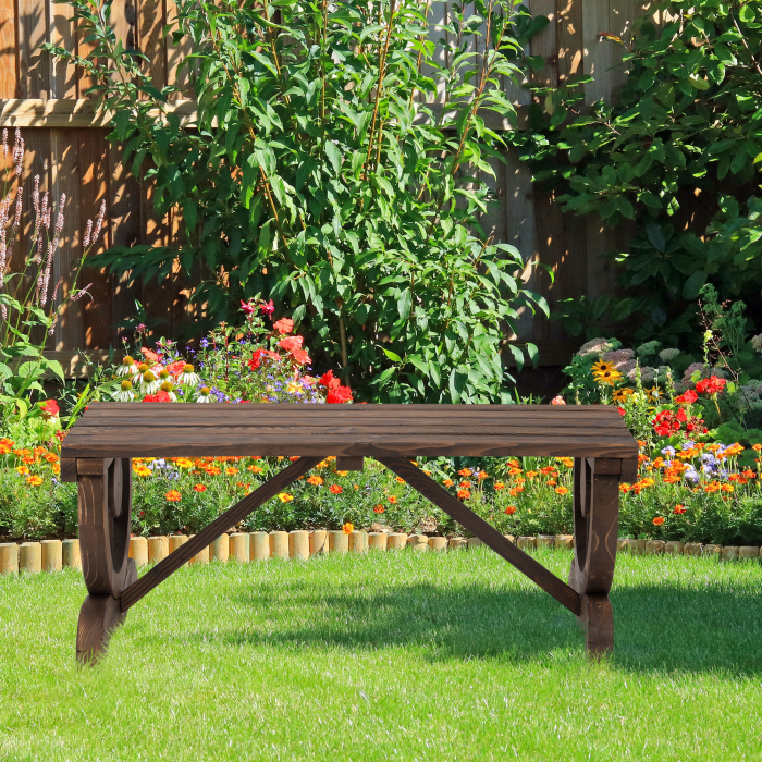  Banca de Gradina cu 2 locuri din lemn de molid, Maro 105x50x53cm [2]
