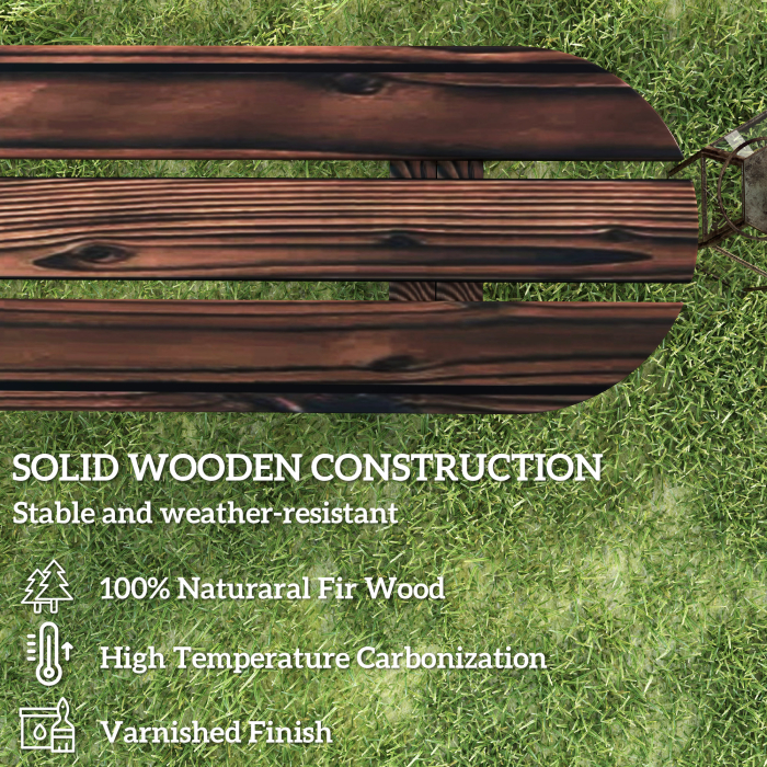  Banca de Gradina cu Picioare in Forma de Roata de Car cu 2 Locuri si sezut din sipci, 120x29x39 cm, Maro [6]